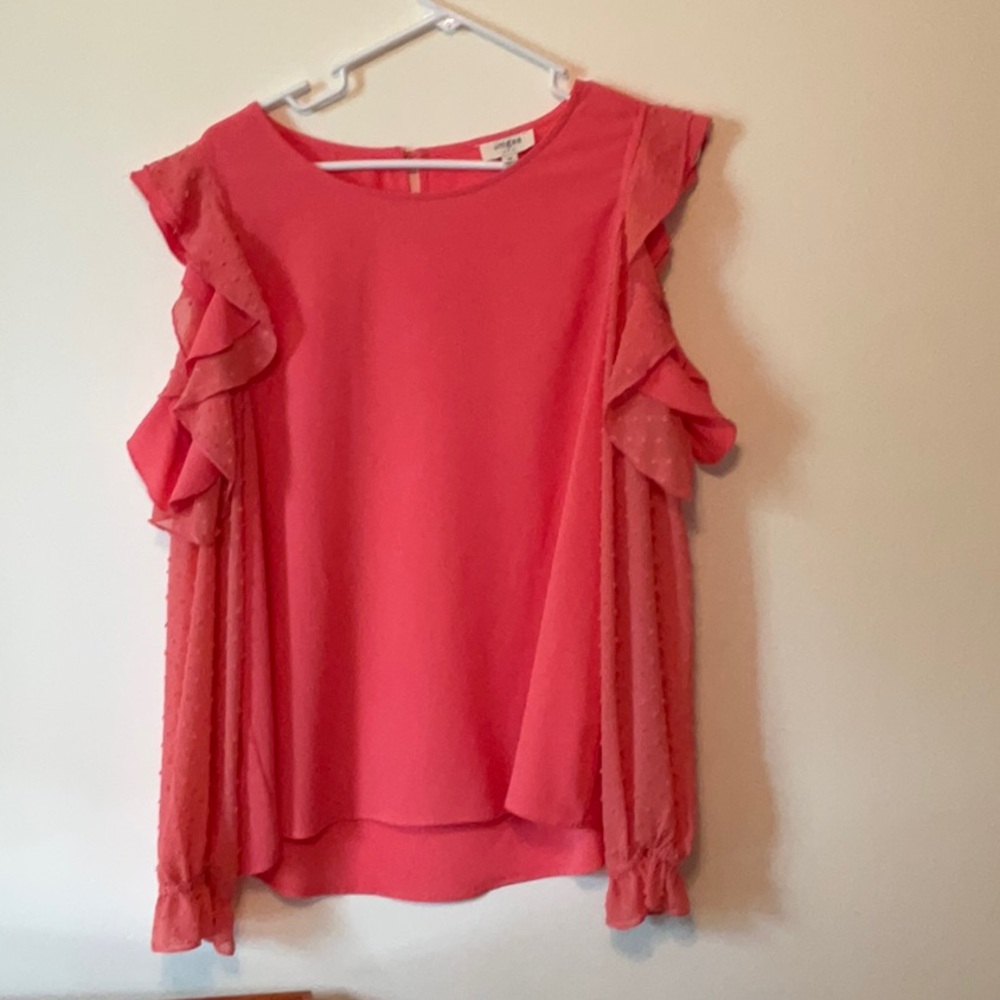 Women's Pink Ruffle Sleeve Top